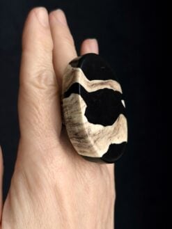 Alternative view of Vegan Ivory & Black Ring - Size 7.5