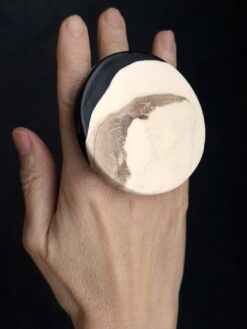 Vegan Ivory & Black Ring - Size 9