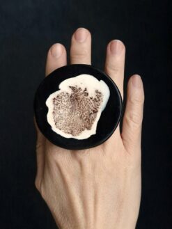 Alternative view of Vegan Ivory & Black Ring - Size 7.5