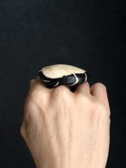 Alternative view of Vegan Ivory & Black Ring - Size 6.5