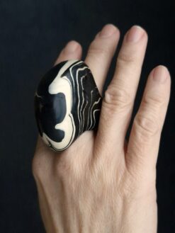 Black & Vegan Ivory Ring - Size 6