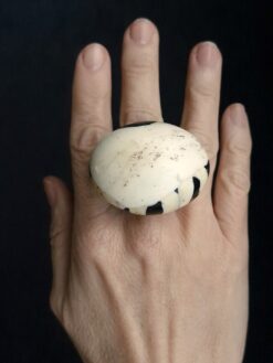 Alternative view of Vegan Ivory & Black Ring - Size 7.5