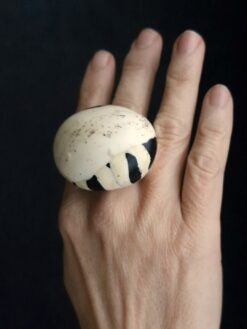 Vegan Ivory & Black Ring - Size 7.5