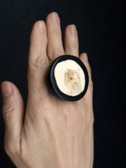 Alternative view of Vegan Ivory & Black Ring - Size 8
