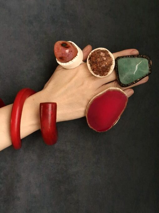 Red Double Wrap Snake Cuff - Size L - Image 3