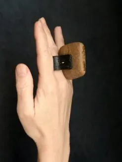 Alternative view of Striped Riverstone & Black Spin Ring - Size 7.5