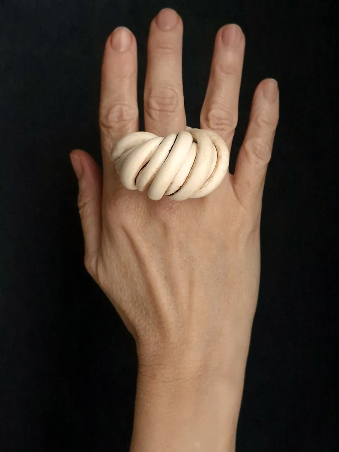 Vegan Ivory Sculptured Ring - Size 7 - Image 2