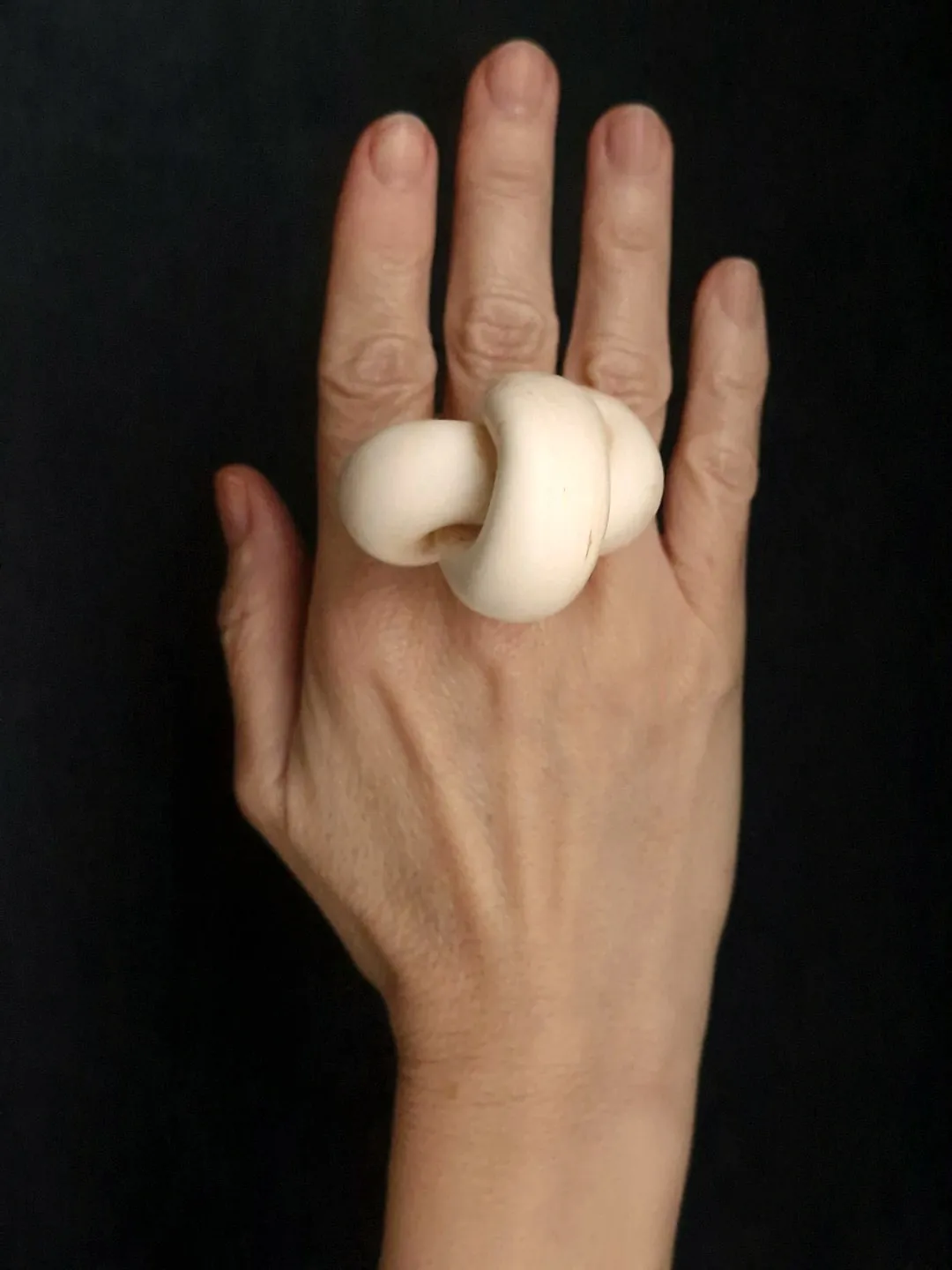 Vegan Ivory Sculptured Ring - Size 8.5 - Image 2