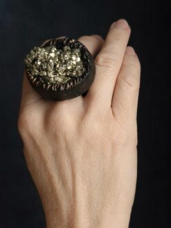 Pyrite Stone Ring - Size 9.5