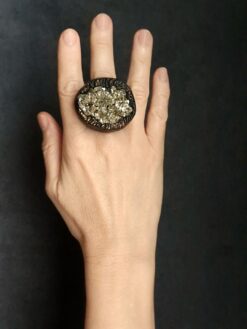 Alternative view of Pyrite Stone Ring - Size 9.5