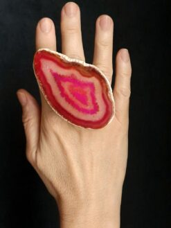 Pink Sliced Agate Ring - Size 8