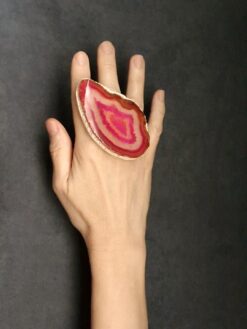 Alternative view of Pink Sliced Agate Ring - Size 8