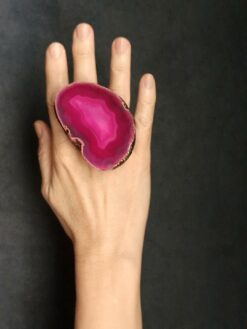 Alternative view of Pink Sliced Agate Ring - Size 8