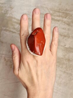 Alternative view of Red Jasper Stone Ring - Size 8.5