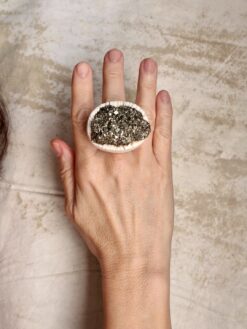 Alternative view of Pyrite Stone Ring - Size 7