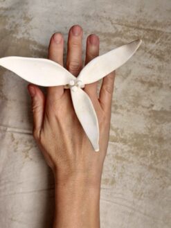 Vegan Ivory Flower Ring - Size 7.5