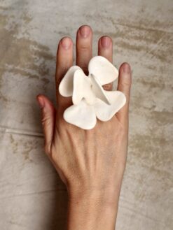 Vegan Ivory Flower Ring - Size 7.5