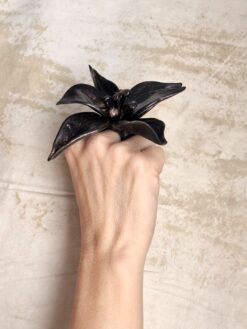 Alternative view of Black with Gold Sheen Flower Ring - Size 7.5