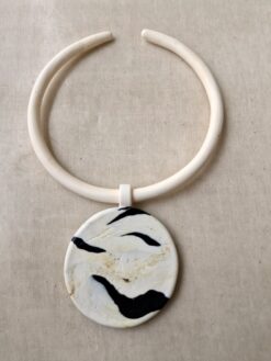 Alternative view of Vegan Ivory & Black Collar Necklace - Adjustable Size