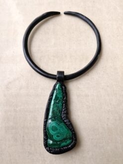 Alternative view of Black Collar Necklace with Mala Colla Pendant - Adjustable Size