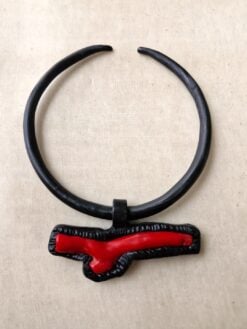 Alternative view of Black & Red Collar Necklace - Adjustable Size