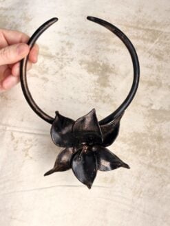 Alternative view of Black with Gold Sheen Collar Necklace - Adjustable Size