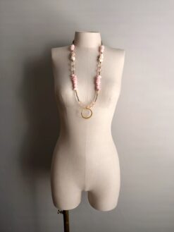 Alternative view of Pink, Nickle-Free Gold Plated Beads & Pendant Necklace