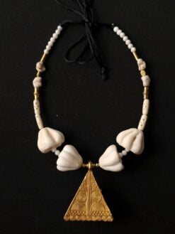 Alternative view of Vegan Ivory Necklace with Nickle-Free Gold Plated Pendant (Adjustable Length)