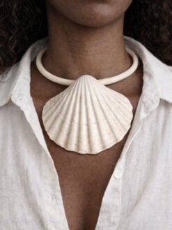 Vegan Ivory Collar Necklace with Faux Shell - Adjustable Size