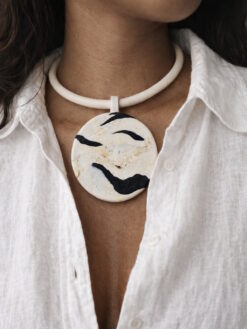 Vegan Ivory & Black Collar Necklace - Adjustable Size