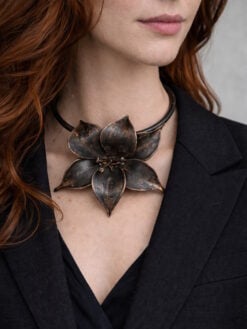 Black with Gold Sheen Collar Necklace - Adjustable Size