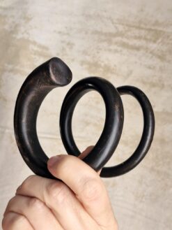 Alternative view of Black with Gold Sheen Snake Cuff - Size M