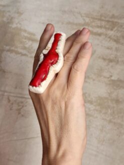 Alternative view of Vegan Ivory & Red Sculptured Ring - Size 8