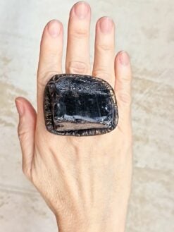 Black Obsidian Stone Ring Size 8