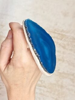 Blue Sliced Agate Ring - Size 9.5