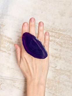 Purple Sliced Agate Ring - Size 8