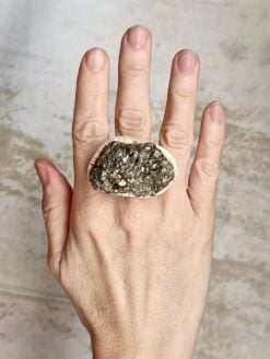 Alternative view of Pyrite Stone Ring - Size 8