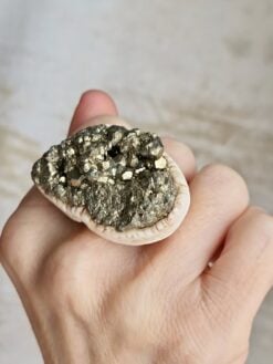 Pyrite Stone Ring - Size 8