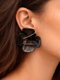Black with Gold Sheen Pierced Earrings