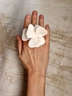 Vegan Ivory Flower Ring - Size 8