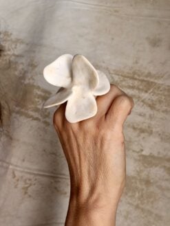 Alternative view of Vegan Ivory Flower Ring - Size 8