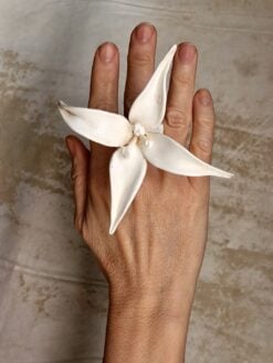 Vegan Ivory Flower Ring - Size 7.5