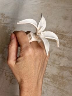 Alternative view of Vegan Ivory Flower Ring - Size 7.5