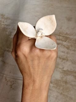 Vegan Ivory Flower Ring - Size 8