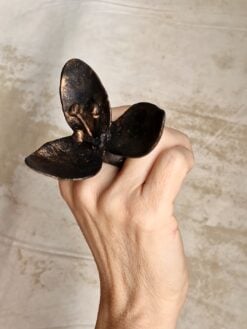 Black with Gold Sheen Flower Ring - Size 7