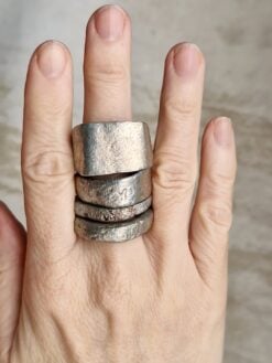 Alternative view of White Bronze Plated Alloy Rings (Set of 4)- Size 10.5