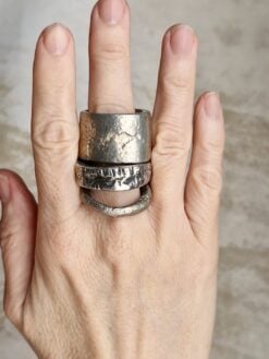 White Bronze Plated Alloy Rings (Set of 3) - Size 11