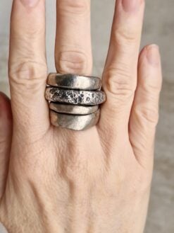 White Bronze Plated Alloy Rings (Set of 4) - Size 8.5