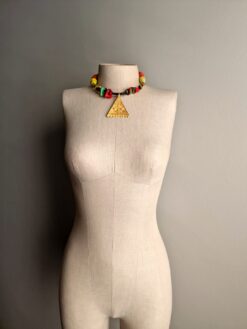 Alternative view of Green, Red, Yellow & Orange with Nickle-Free Gold Plated Pendant Necklace (Adjustable Length)