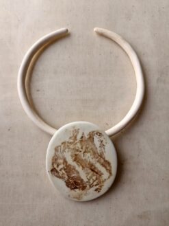 Alternative view of Vegan Ivory Collar Necklace with Pendant- Adjustable Size